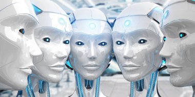 Grup birbirlerinin cyborg ordu kavramı yakın kadın robotlar 