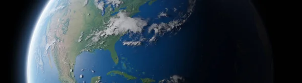 Vista do planeta azul Terra no espaço 3D elementos de renderização deste — Fotografia de Stock