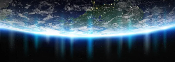 Vista del planeta azul Tierra en el espacio 3D elementos de representación de este —  Fotos de Stock