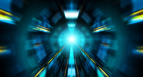 Абстрактний ефект масштабування на синьому темному тлі тунелю з торгівлею — стокове фото