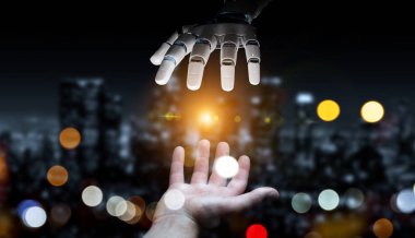Robot el temas kara günü insan eli ile arka plan 3d 
