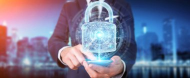 İşadamı tarafından telefon 3d re güvenliğini sağlamak için kullanılan web güvenlik arabirimi