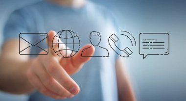 İnce çizgi kişi simgesi kullanarak iş adamı