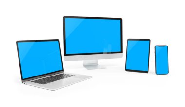 Modern aygıtlar beyaz arkaplan 3B görüntüleme üzerinde izole