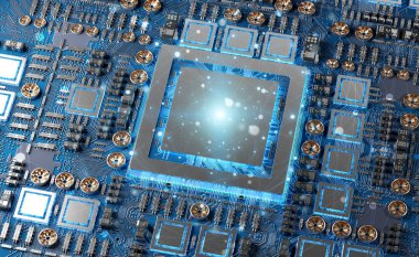 Modern bir Gpu kartı bağlantıları 3d render ile yakından görmek