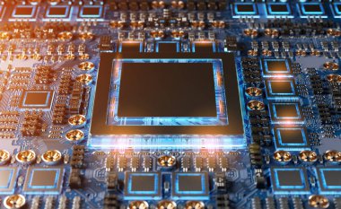 Modern bir Gpu kartı devre 3d render ile yakından görmek