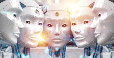 Grup birbirlerinin cyborg ordu kavramı yakın kadın robotlar 
