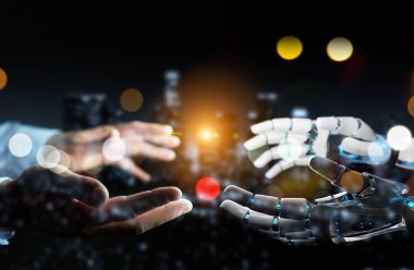 Robot el temas kara günü insan eli ile arka plan 3d 