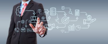 İnce çizgi simgesini proje planı sunusu kullanarak iş adamı