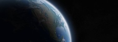 Mavi Dünya gezegeninin alan 3d render elemanları bu görünümü