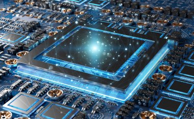 Modern bir Gpu kartı bağlantıları 3d render ile yakından görmek