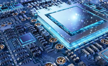 Modern bir Gpu kartı bağlantıları 3d render ile yakından görmek
