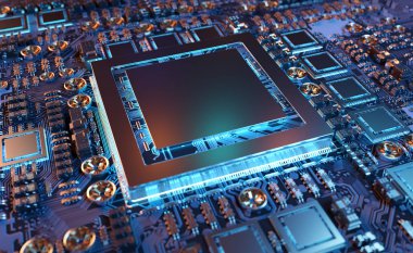 Modern bir Gpu kartı devre 3d render ile yakından görmek
