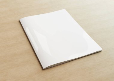 Beyaz Dergi kapağı mockup Wood 3d render