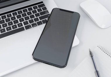 Modern smartphone mockup laptop 3d render döşeme