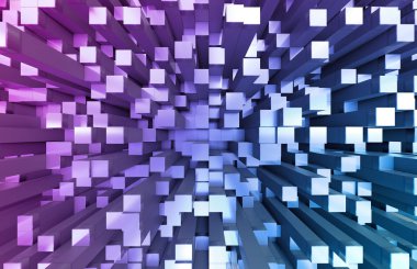 Parlak siyah mavi ve pembe kareler desen 3d render arka plan