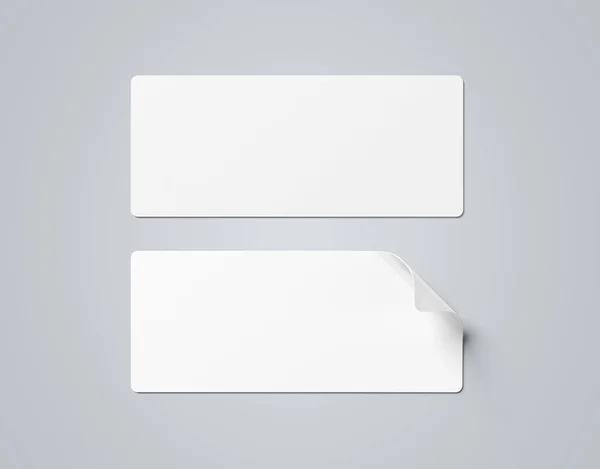 Sticker rectangular rizado mockup aislado en gris 3D renderizado —  Fotos de Stock