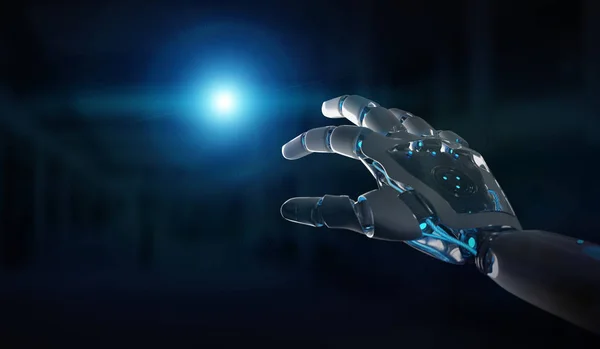 Machine robot intelligente pointant du doigt le rendu 3D — Photo
