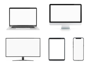 Akıllı telefon dizüstü bilgisayar ve tablet izolat ile modern cihazlar