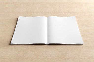 Boş A4 dergisi mockup Wood 3d render