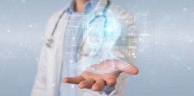 Doktor dijital yapay zeka kafa arayüzü kullanarak 3D r