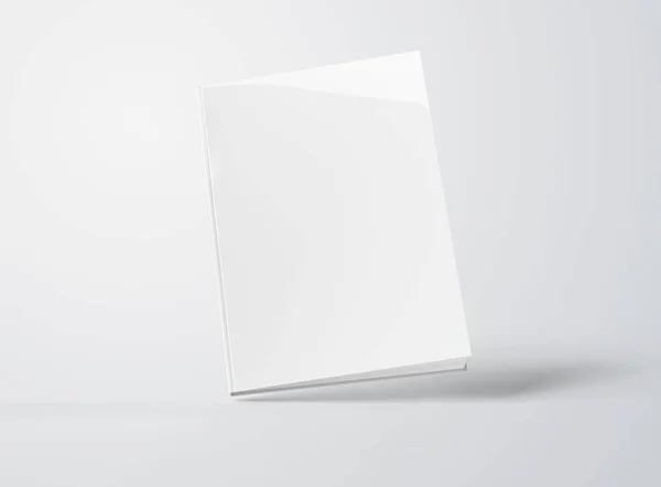 Blank hardcover book mockup floating on white 3D rendering — Stock Photo, Image