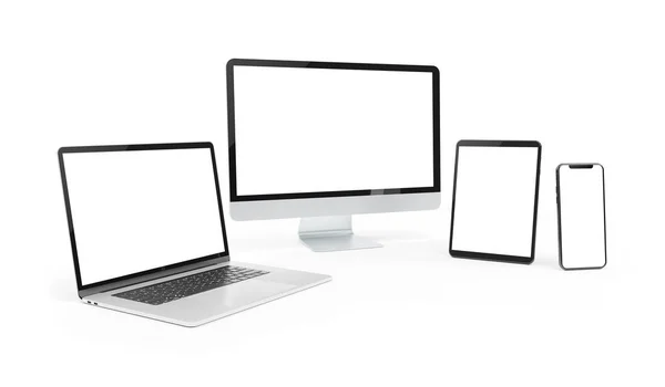 Modern Devices Isolated White Background Rendering — Stock Photo, Image