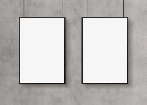 Black frames isolated on wall mockup 3D rendering — Stock Photo, Image