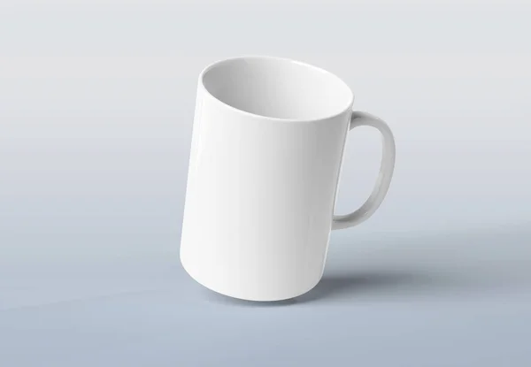 Taza en blanco maqueta aislada en renderizado 3D gris — Foto de Stock