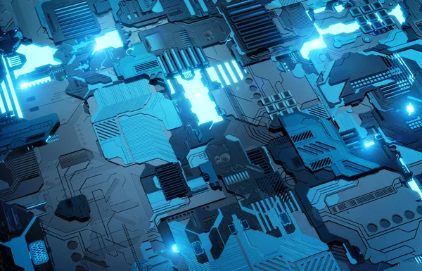 Futuristischer blauer Panel-Hintergrund mit vielen Details — Stockfoto