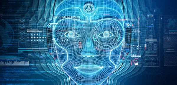 Femme robotique visage de cyborg représentant l'intelligence artificielle 3 — Photo