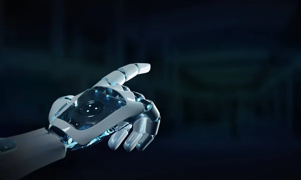 Machine robot intelligente pointant du doigt le rendu 3D — Photo
