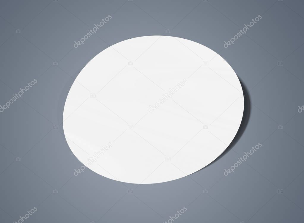 Rounded shaped sticker mockup isolated on grey 3D rendering