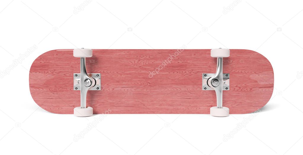 Red Skateboard isolated on white background mockup 3D rendering