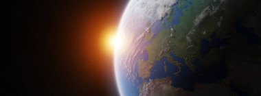 Mavi Dünya gezegeninin alan 3d render elemanları bu görünümü