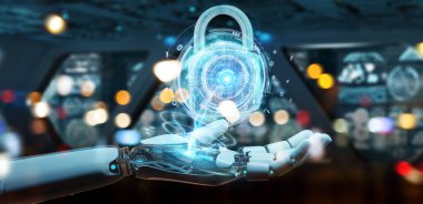 Robot 3d render tarafından kullanılan web güvenlik koruma arayüzü