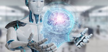 Cyborg yapay zeka 3D Rendering oluşturma