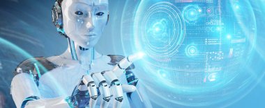 Beyaz insansı robot ile dijital teknolojik arayüz kullanarak 