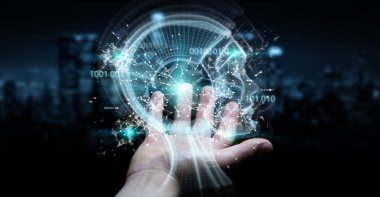 Dijital yapay zeka arabirimi 3d r kullanarak iş adamı