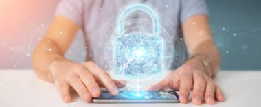 İşadamı tarafından telefon 3d re güvenliğini sağlamak için kullanılan web güvenlik arabirimi