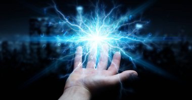 İşadamı yenilenebilir ve sürdürülebilir eko enerji 3d ren oluşturma
