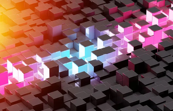Світло-чорний синій і рожевий квадрати фонового візерунка 3D рендеринга — стокове фото