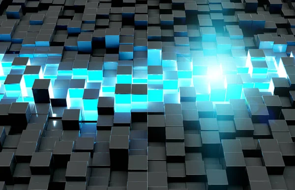 Світло-чорно-сині квадрати візерунок тла 3D рендеринга — стокове фото