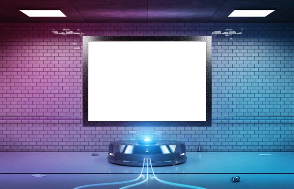 Futuristiska horisontella billboard i tunnelbanenätet station mock — Stockfoto