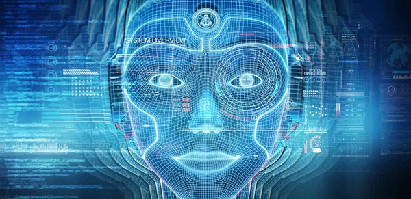 로봇 여자 사이보그 얼굴 대표 하는 인공 지능 3 — 스톡 사진