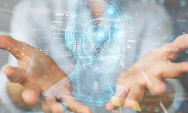 Kadın dijital yapay zeka kafa arayüzü kullanarak 3D yeniden