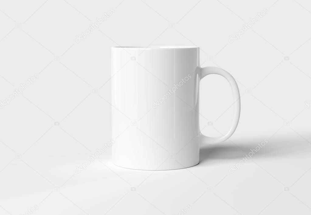 Blank mug mockup isolated on white 3D rendering