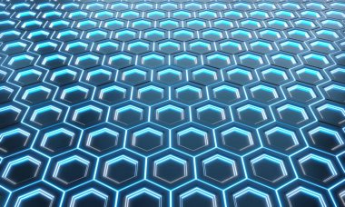 Parlak siyah ve mavi altıgenler desen bir araya geldi Gümüş arka plan