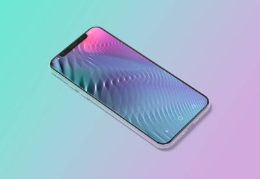 Degrade arka plan 3d render modern akıllı telefon mockup