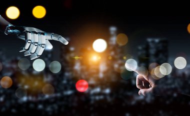Robot el temas kara günü insan eli ile arka plan 3d 